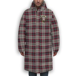 ScotsTee Shop Scottish MacLean of Duart Dress 4 Crest Tartan Long Down Jacket Winter White Duck Down Plaid