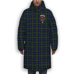 ScotsTee Shop Scottish McLeod of Harris Modern Crest Tartan Long Down Jacket Winter White Duck Down Plaid