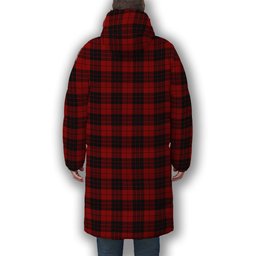 ScotsTee Shop Scottish MacLeod of Raasay Crest Tartan Long Down Jacket Winter White Duck Down Plaid