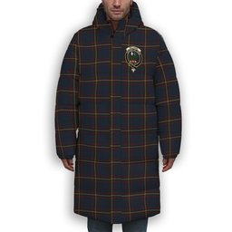 ScotsTee Shop Scottish McLaine of Lochbuie Hunting Crest Tartan Long Down Jacket Winter White Duck Down Plaid
