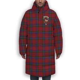 ScotsTee Shop Scottish McDonald of Glenaladale Crest Tartan Long Down Jacket Winter White Duck Down Plaid