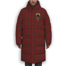 ScotsTee Shop Scottish McDonell of Keppoch Crest Tartan Long Down Jacket Winter White Duck Down Plaid