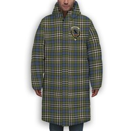 ScotsTee Shop Scottish MacDonell of Glengarry Dress Ancient Crest Tartan Long Down Jacket Winter White Duck Down Plaid