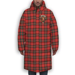 ScotsTee Shop Scottish Stewart Stuart of Bute Crest Tartan Long Down Jacket Winter White Duck Down Plaid