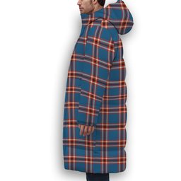 ScotsTee Shop Scottish Laing of Archiestown Ancient Crest Tartan Long Down Jacket Winter White Duck Down Plaid
