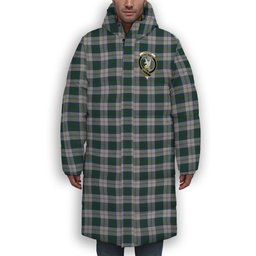 ScotsTee Shop Scottish Lindsay Dress Crest Tartan Long Down Jacket Winter White Duck Down Plaid