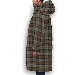 ScotsTee Shop Scottish MacLeod Of Harris Weathered Crest Tartan Long Down Jacket Winter White Duck Down Plaid