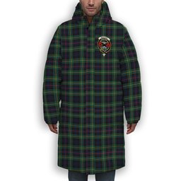 ScotsTee Shop Scottish MacLeod of Skye Modern Crest Tartan Long Down Jacket Winter White Duck Down Plaid