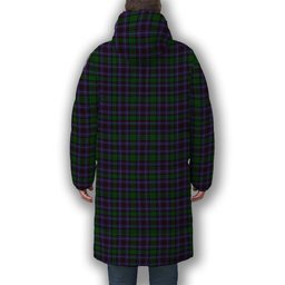 ScotsTee Shop Scottish Hunter of Peebleshire Crest Tartan Long Down Jacket Winter White Duck Down Plaid