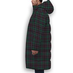 ScotsTee Shop Scottish Hunter of Peebleshire Modern Crest Tartan Long Down Jacket Winter White Duck Down Plaid