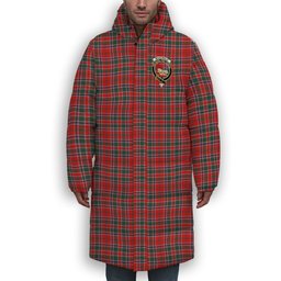 ScotsTee Shop Scottish McDonald of Lochmaddy Modern Crest Tartan Long Down Jacket Winter White Duck Down Plaid