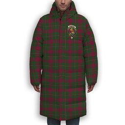 ScotsTee Shop Scottish MacGregor of Cardney Crest Tartan Long Down Jacket Winter White Duck Down Plaid