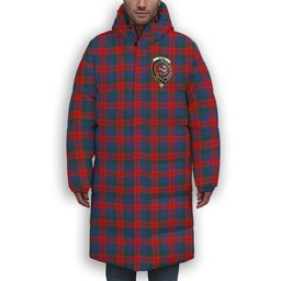 ScotsTee Shop Scottish Skene of Cromar Modern Crest Tartan Long Down Jacket Winter White Duck Down Plaid