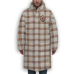 ScotsTee Shop Scottish Young Christina Modern Crest Tartan Long Down Jacket Winter White Duck Down Plaid