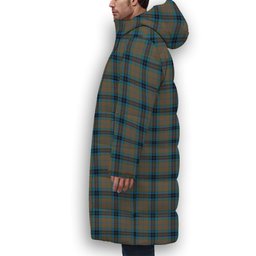 ScotsTee Shop Scottish Thompson Society Hunting Ancient Crest Tartan Long Down Jacket Winter White Duck Down Plaid