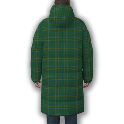 ScotsTee Shop Scottish Hunter of Hunterston Ancient Crest Tartan Long Down Jacket Winter White Duck Down Plaid