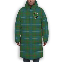 ScotsTee Shop Scottish Irvine of Bonshaw Tower Ancient Crest Tartan Long Down Jacket Winter White Duck Down Plaid