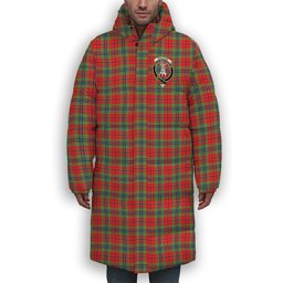 ScotsTee Shop Scottish MacLean of Duart Modern Crest Tartan Long Down Jacket Winter White Duck Down Plaid