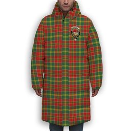 ScotsTee Shop Scottish McDonald of Kingsburgh Modern Crest Tartan Long Down Jacket Winter White Duck Down Plaid