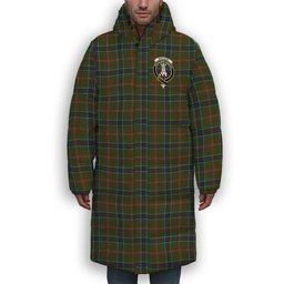 ScotsTee Shop Scottish MacLean of Kingairloch Crest Tartan Long Down Jacket Winter White Duck Down Plaid