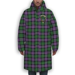 ScotsTee Shop Scottish McArthur of Milton Ancient Crest Tartan Long Down Jacket Winter White Duck Down Plaid