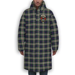 ScotsTee Shop Scottish MacLeod of California Crest Tartan Long Down Jacket Winter White Duck Down Plaid