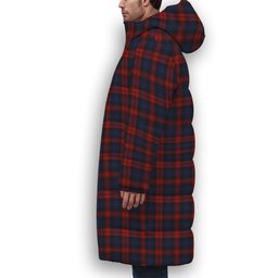ScotsTee Shop Scottish McLaughlin Crest Tartan Long Down Jacket Winter White Duck Down Plaid