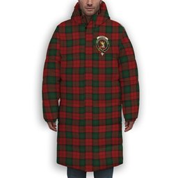 ScotsTee Shop Scottish Stewart of Atholl Crest Tartan Long Down Jacket Winter White Duck Down Plaid