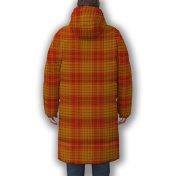 ScotsTee Shop Scottish McMillan Dress Ancient Crest Tartan Long Down Jacket Winter White Duck Down Plaid