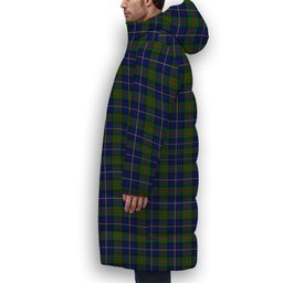 ScotsTee Shop Scottish MacLeod of Harris Modern Crest Tartan Long Down Jacket Winter White Duck Down Plaid