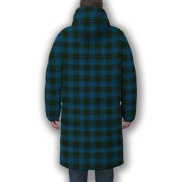 ScotsTee Shop Scottish Murray of Elibank Crest Tartan Long Down Jacket Winter White Duck Down Plaid
