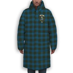 ScotsTee Shop Scottish Murray of Elibank Crest Tartan Long Down Jacket Winter White Duck Down Plaid