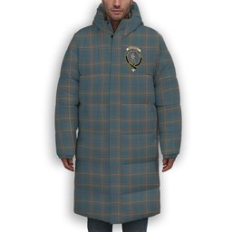 ScotsTee Shop Scottish McKerrell of Hillhouse Dress Crest Tartan Long Down Jacket Winter White Duck Down Plaid