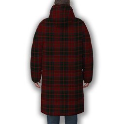 ScotsTee Shop Scottish MacDonald of Glencoe Crest Tartan Long Down Jacket Winter White Duck Down Plaid