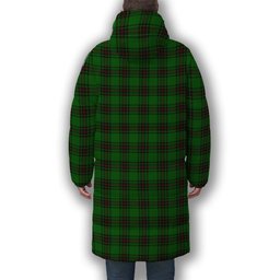 ScotsTee Shop Scottish Logie Crest Tartan Long Down Jacket Winter White Duck Down Plaid