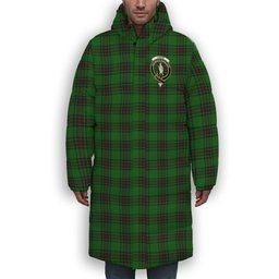 ScotsTee Shop Scottish Logie Crest Tartan Long Down Jacket Winter White Duck Down Plaid