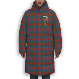 ScotsTee Shop Scottish Skene of Cromar Ancient Crest Tartan Long Down Jacket Winter White Duck Down Plaid