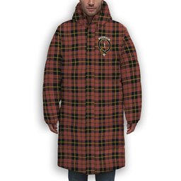 ScotsTee Shop Scottish MacAlister of Skye Ancient Crest Tartan Long Down Jacket Winter White Duck Down Plaid