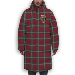 ScotsTee Shop Scottish McLaine of Loch Buie Modern Crest Tartan Long Down Jacket Winter White Duck Down Plaid