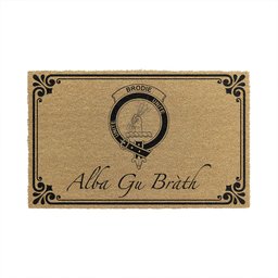 ScotsTee Shop Scottish Brodie Clan Crest Scotland Forever Alba Gu Brath Coir Doormat