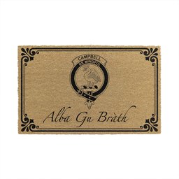 ScotsTee Shop Scottish Campell of Cawder Clan Crest Scotland Forever Alba Gu Brath Coir Doormat
