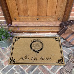 ScotsTee Shop Scottish Crighton Clan Crest Scotland Forever Alba Gu Brath Coir Doormat
