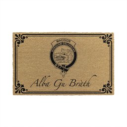 ScotsTee Shop Scottish MacIvor Clan Crest Scotland Forever Alba Gu Brath Coir Doormat