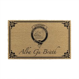 ScotsTee Shop Scottish Lockhart Clan Crest Scotland Forever Alba Gu Brath Coir Doormat