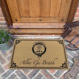 ScotsTee Shop Scottish Learmonth Clan Crest Scotland Forever Alba Gu Brath Coir Doormat