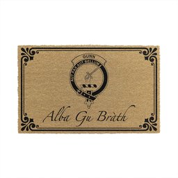 ScotsTee Shop Scottish Gunn Clan Crest Scotland Forever Alba Gu Brath Coir Doormat