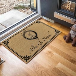 ScotsTee Shop Scottish Gunn Clan Crest Scotland Forever Alba Gu Brath Coir Doormat
