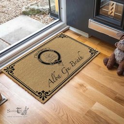 ScotsTee Shop Scottish Dalrymple Clan Crest Scotland Forever Alba Gu Brath Coir Doormat