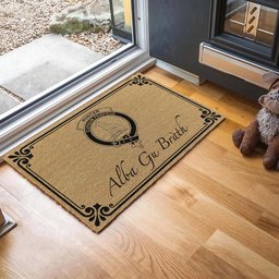 ScotsTee Shop Scottish Hunter Clan Crest Scotland Forever Alba Gu Brath Coir Doormat