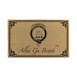 ScotsTee Shop Scottish Cunningham Clan Crest Scotland Forever Alba Gu Brath Coir Doormat